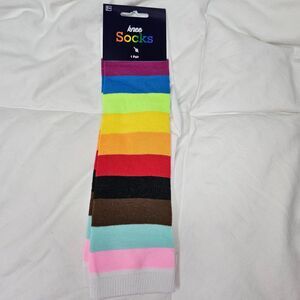 NWT Rainbow Knee Socks High Stockings Colorful Novelty Crazy Knee High Socks